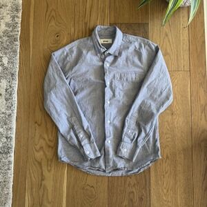 Buck Mason Blue Chambray Button Down Shirt Mens Small 100% Cotton Long Sleeve